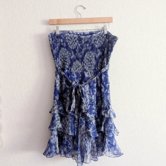 NWOT Rebecca Taylor Blue Floral Silk Dress - Picture 2 of 3